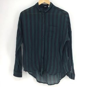 Urban Outfitters BDG Green Striped Flannel Blouse